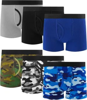 100% Cotton Boys Boxer Briefs Tagless Toddler Underwear (6-Pack)