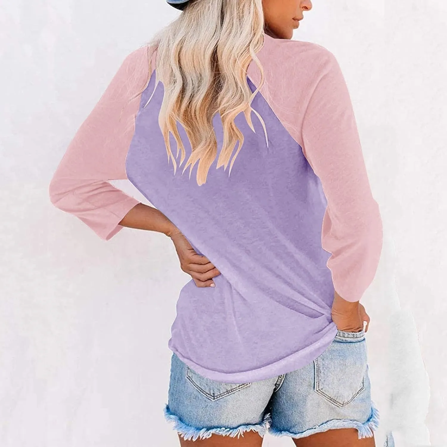 3/4 Length Sleeve Womens Baseball Jersey Tops Green and White Raglan Tshirt Three Quarter Sleeve Casual Style Tees