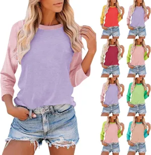 3/4 Length Sleeve Womens Baseball Jersey Tops Green and White Raglan Tshirt Three Quarter Sleeve Casual Style Tees