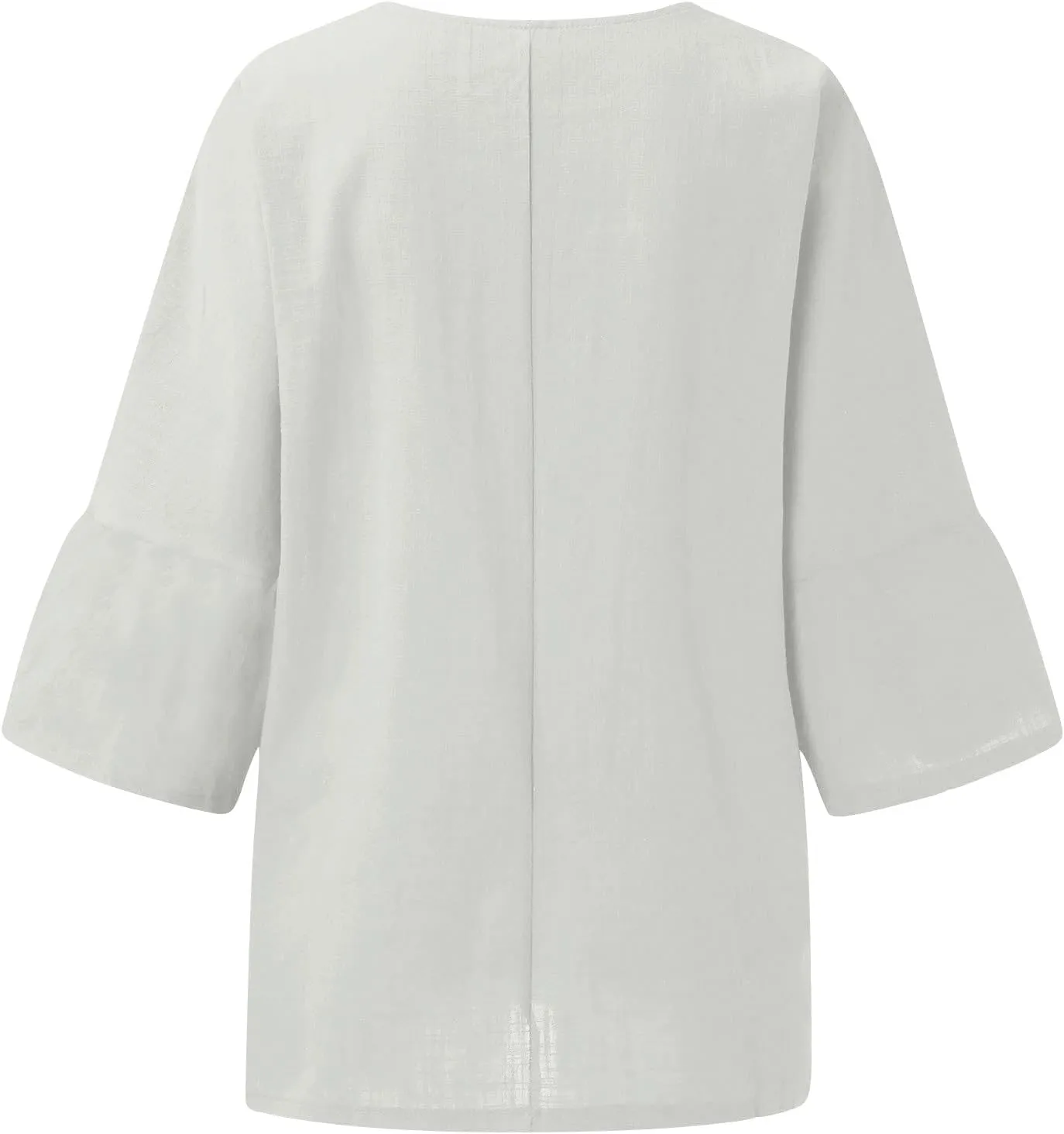 3/4 Length Sleeve Womens Tops 2025 Spring Crewneck Going Out Blouse Cotton Linen Casual Three Quarter Sleeve Shirts