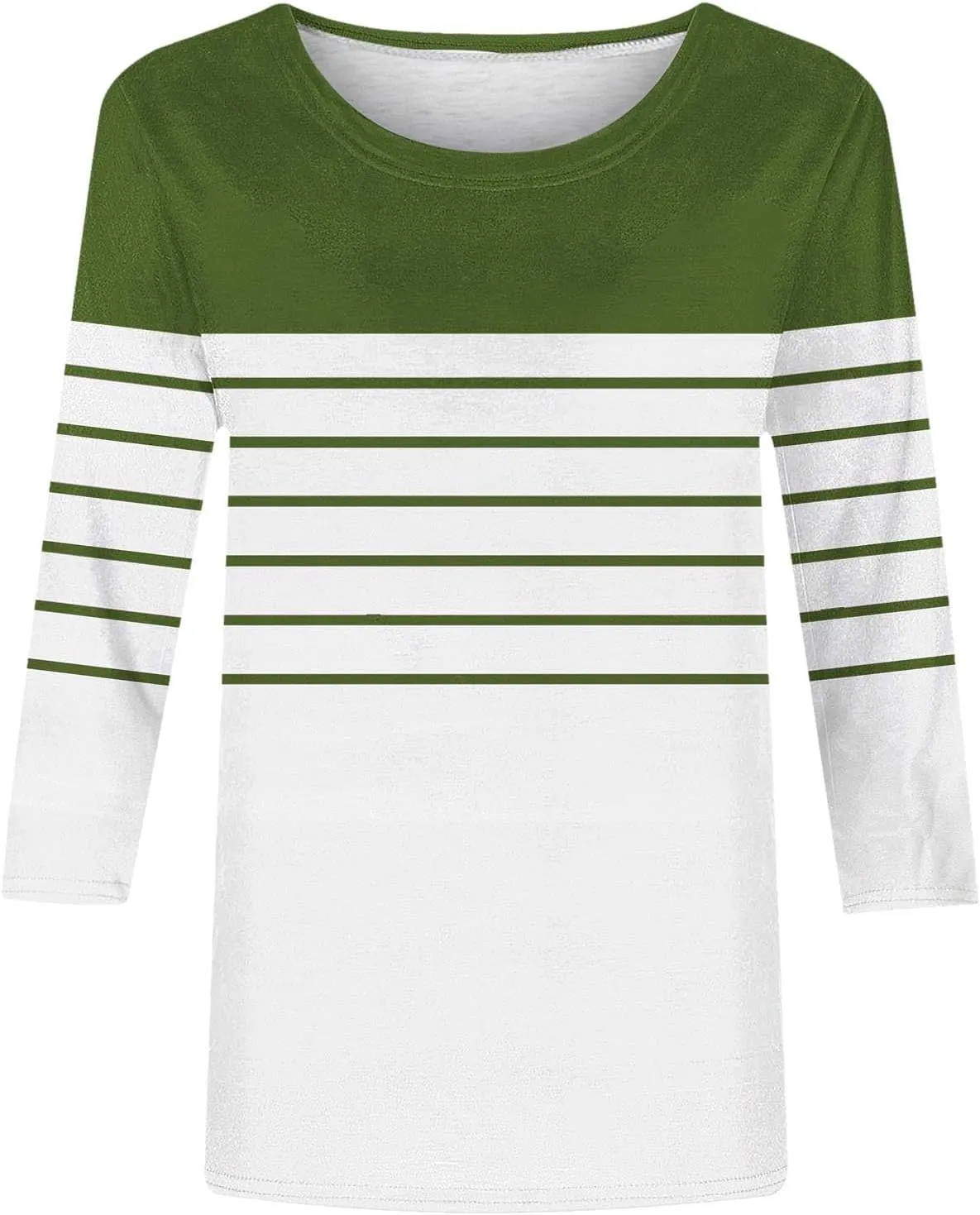 3/4 Length Sleeve Womens Tops Summer Three Quarter Striped Shirts Plus Size Trendy Casual Loose Fit Soft Blouse Tees