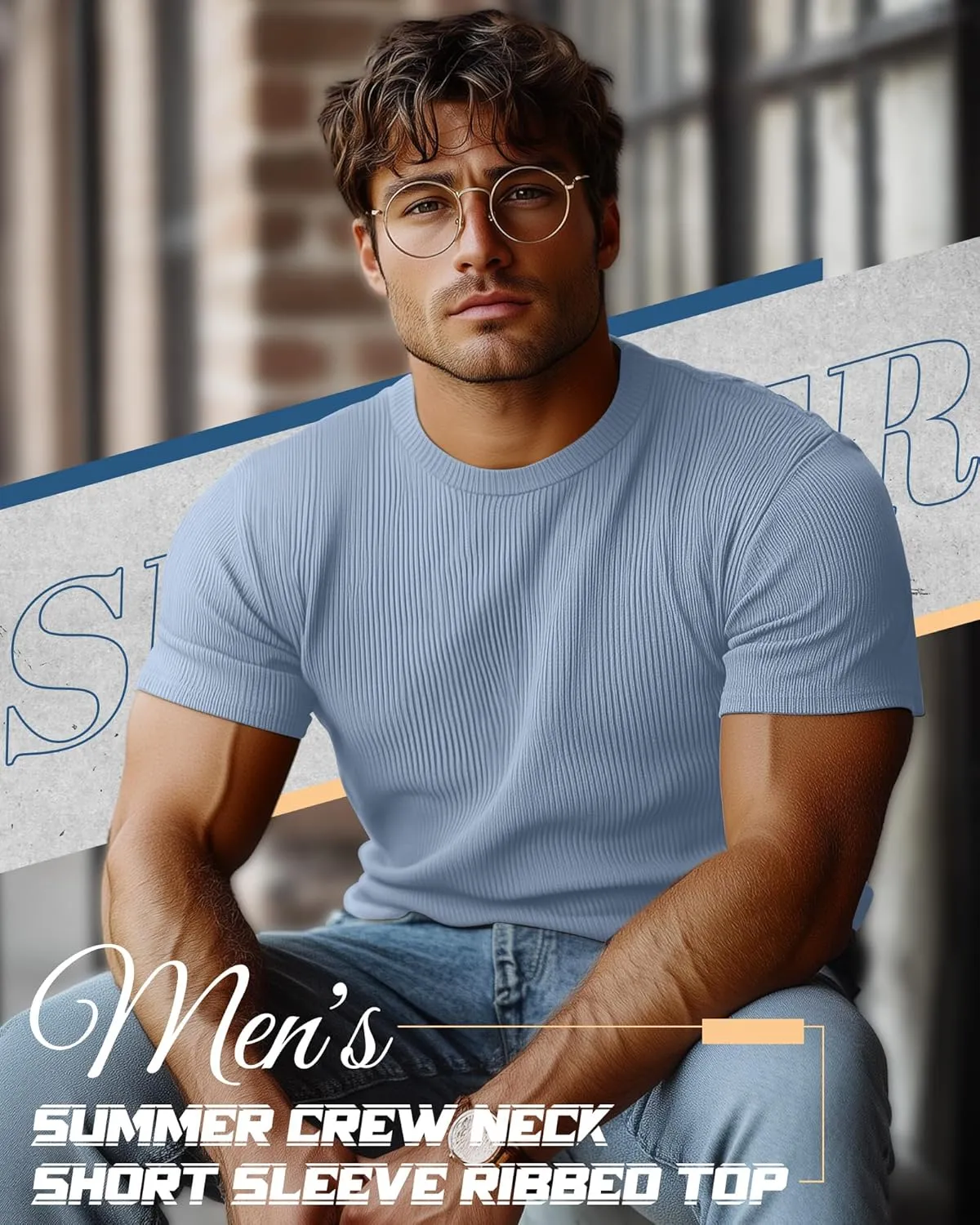 4 Pack Men's Big and Tall T Shirts Short Sleeve Crewneck Ribbed Knit Tops Basic Slim Fit Muscle Tee Shirts