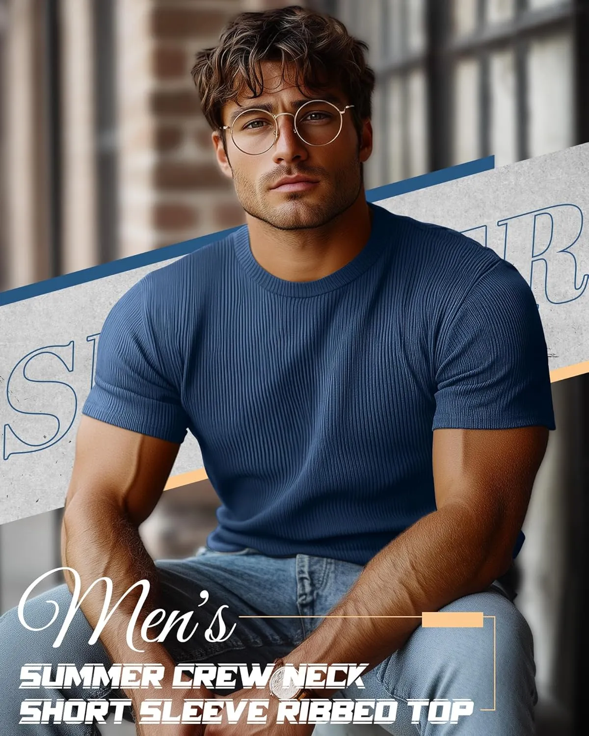 4 Pack Men's Big and Tall T Shirts Short Sleeve Crewneck Ribbed Knit Tops Basic Slim Fit Muscle Tee Shirts