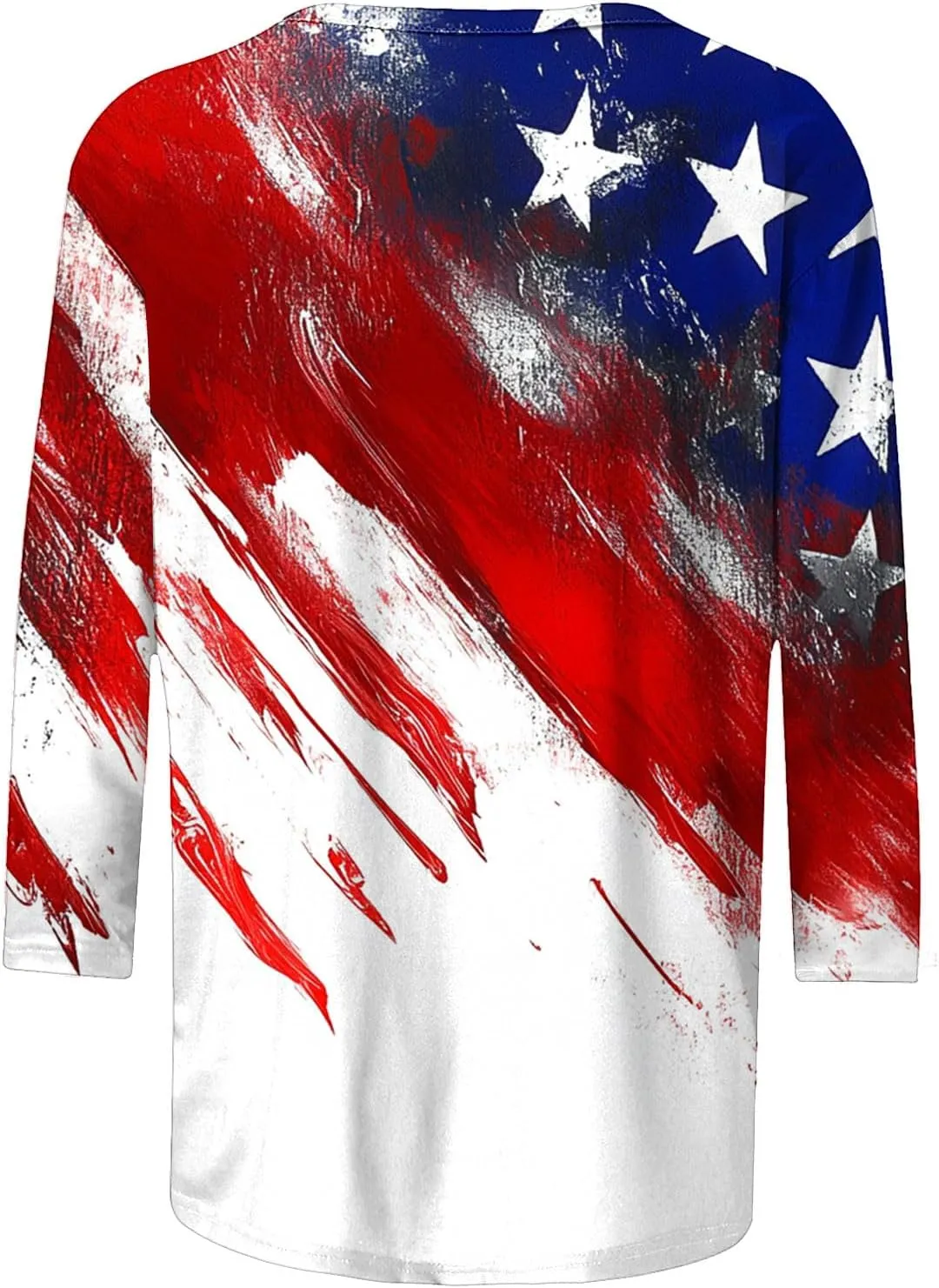 4th of July Shirts Women American Flag 3/4 Sleeve Shirt Independence Day Tops Casual Summer T Shirt Patriotic Tees