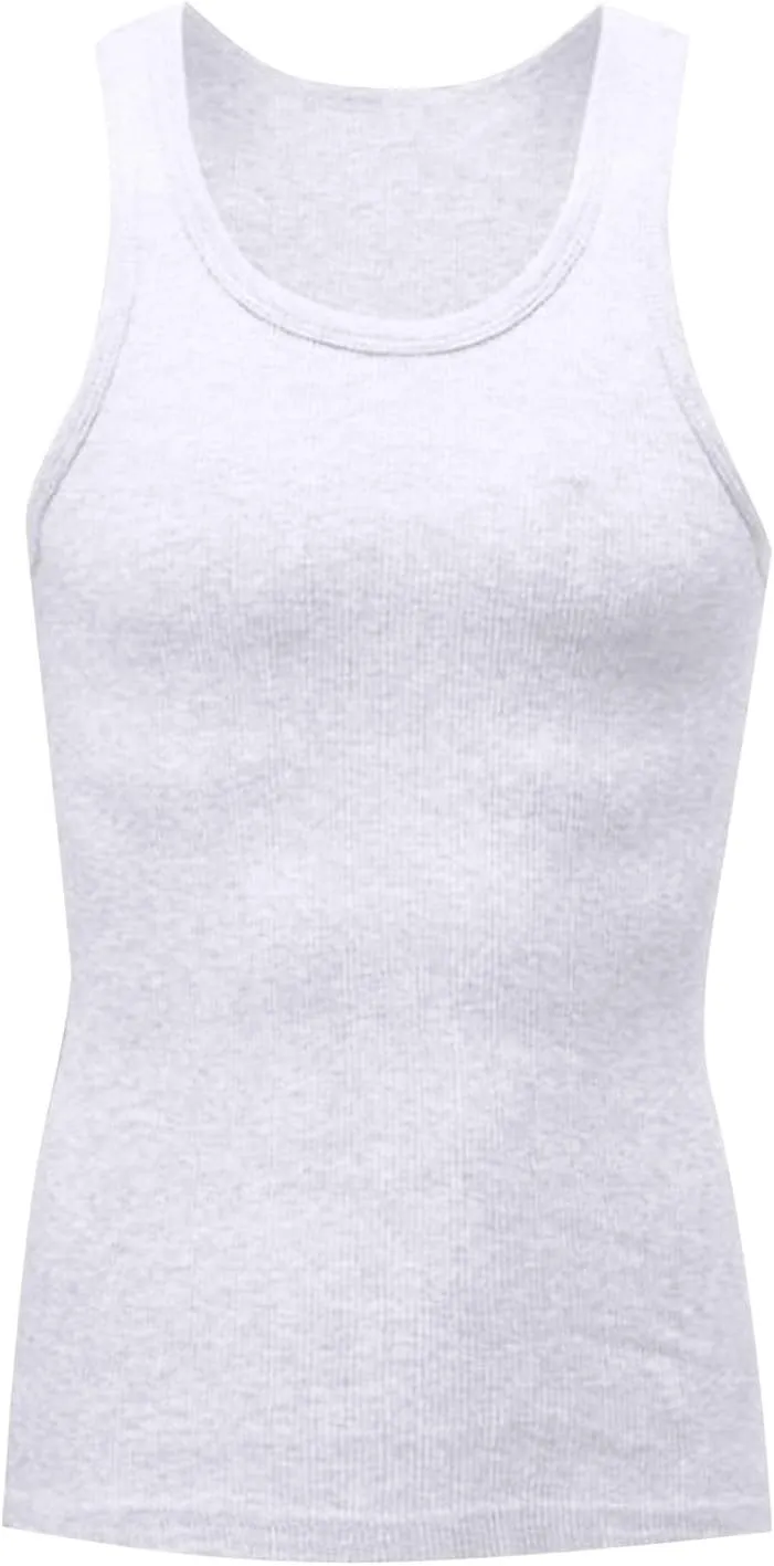 5 Pack Mens Quick Dry Workout Tank Tops Lightweight Tank Tops for Men Ribbed Wife Beat A-Shirt Fitness Baskeball Vest
