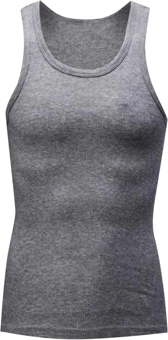 5 Pack Mens Quick Dry Workout Tank Tops Lightweight Tank Tops for Men Ribbed Wife Beat A-Shirt Fitness Baskeball Vest