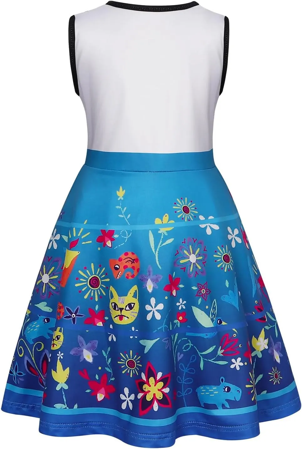 AmzBarley Girls Printed Dress Sleeveless Summer Dresses for Girls Casual Midi Tiered Swing Dress Kids Skater Dress 1-10Years