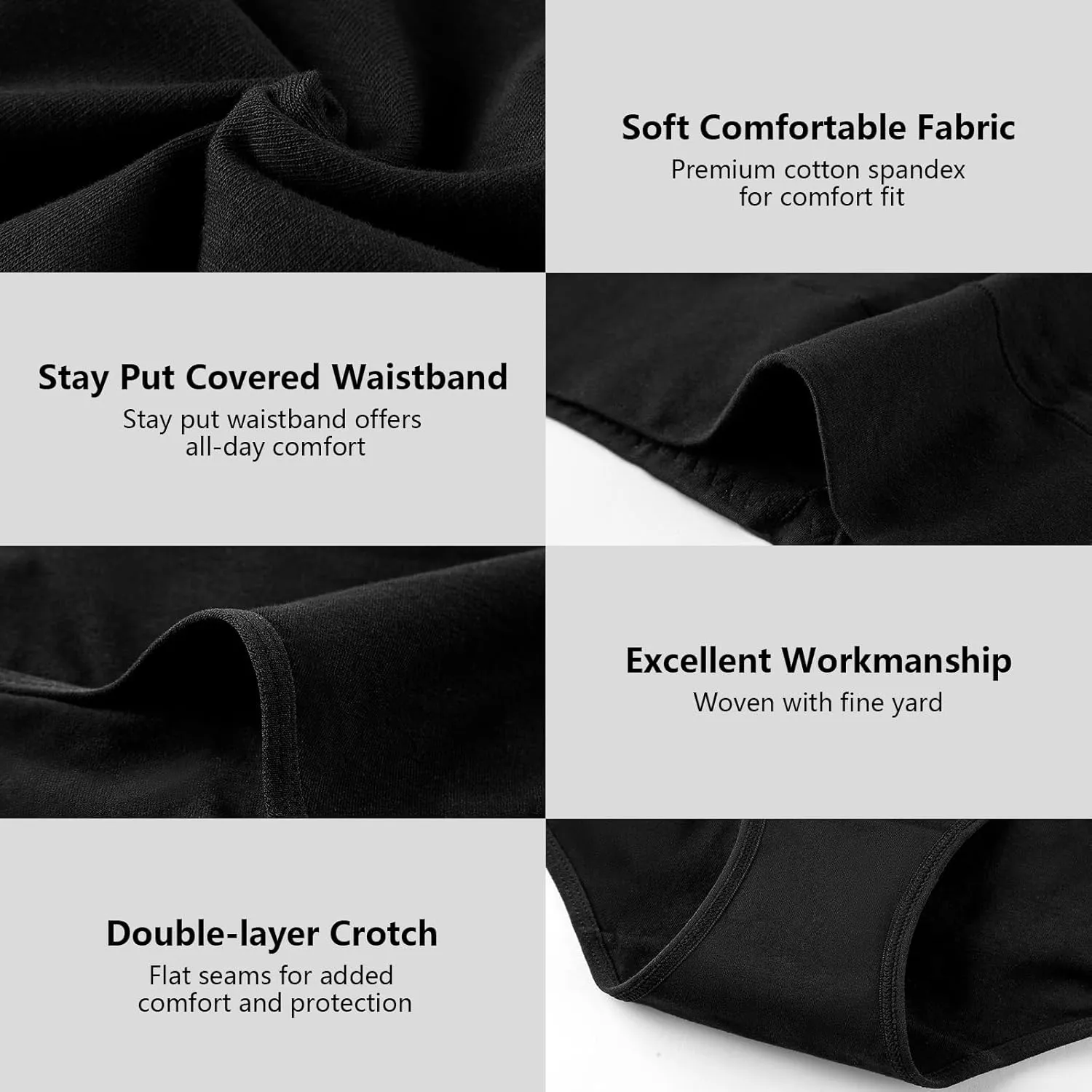 ASIMOON Womens Cotton Underwear High Waisted Slight Tummy Control Panties Soft Breathable Full Coverage Briefs Multipack