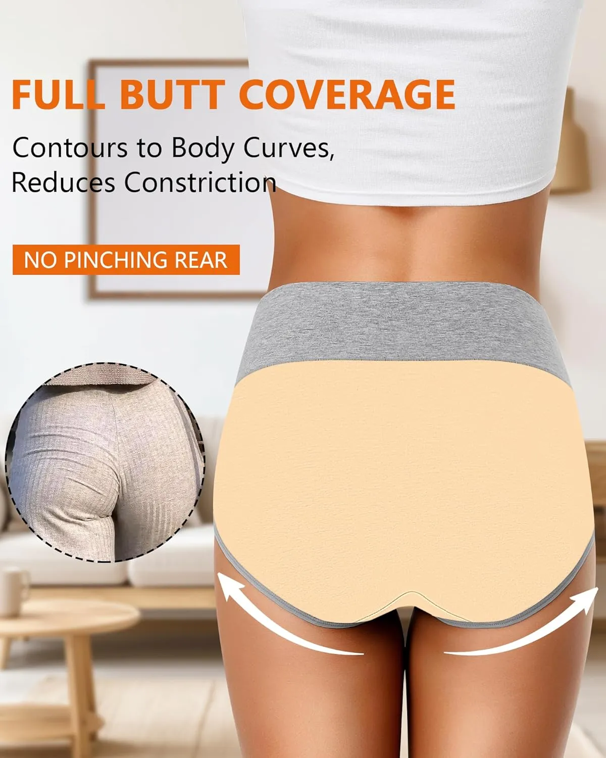 ASIMOON Womens Cotton Underwear High Waisted Slight Tummy Control Panties Soft Breathable Full Coverage Briefs Multipack