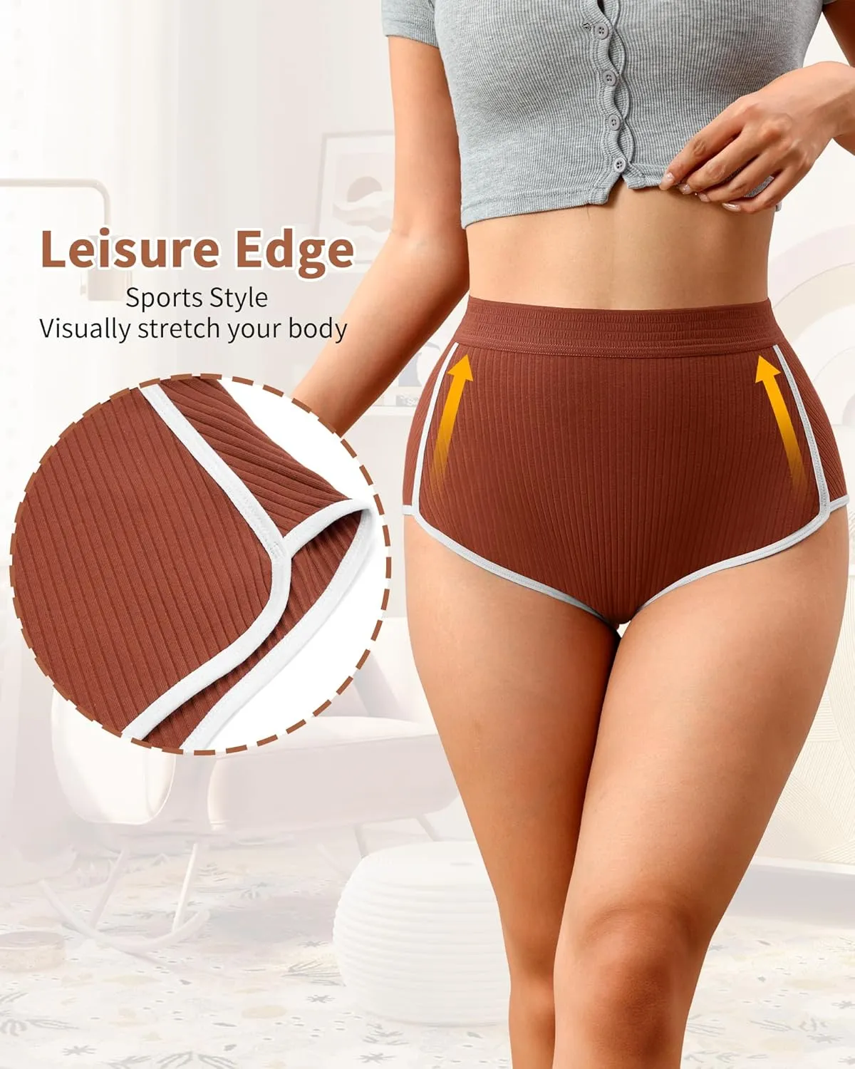 ASIMOON Womens Cotton Underwear High Waisted Slight Tummy Control Panties Soft Breathable Full Coverage Briefs Multipack