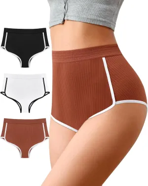 ASIMOON Womens Cotton Underwear High Waisted Slight Tummy Control Panties Soft Breathable Full Coverage Briefs Multipack