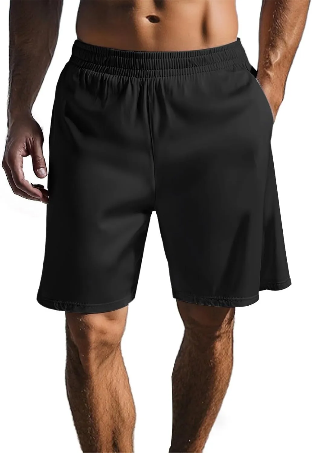 Athletic Shorts for Mens Outdoor Running Training Summer Pants Quick Dry Breathable Elastic Waist Shorts with Pockets