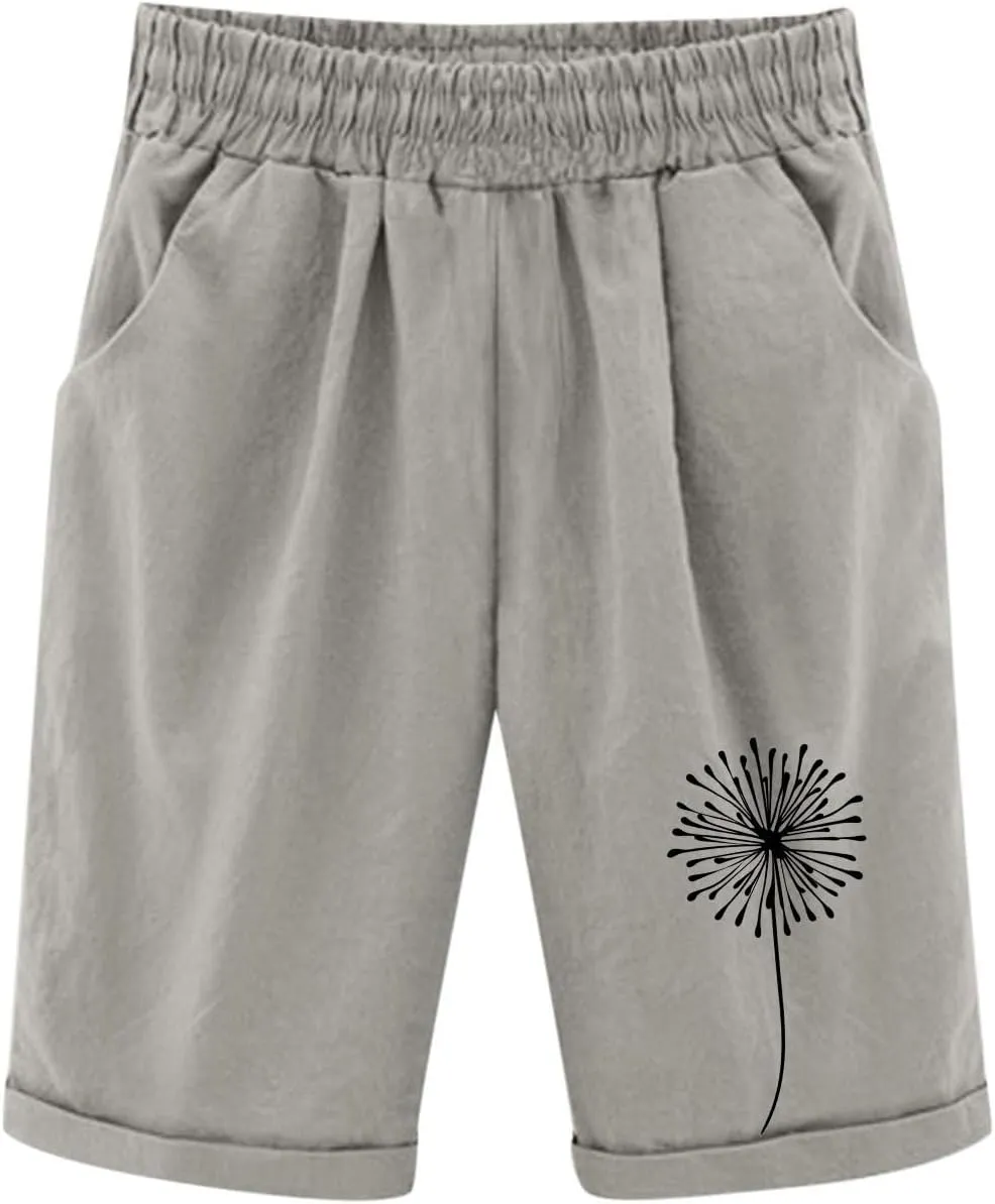 Bermuda Shorts for Teen Girls Knee Length Cotton Linen Lightweight Summer Shorts Toddler Straight Leg Beach Short Kids