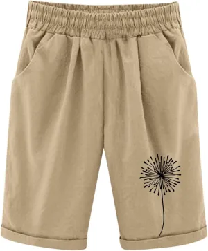 Bermuda Shorts for Teen Girls Knee Length Cotton Linen Lightweight Summer Shorts Toddler Straight Leg Beach Short Kids