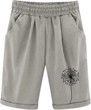 Bermuda Shorts for Teen Girls Knee Length Cotton Linen Lightweight Summer Shorts Toddler Straight Leg Beach Short Kids