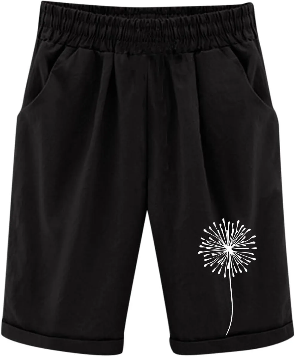 Bermuda Shorts for Teen Girls Knee Length Cotton Linen Lightweight Summer Shorts Toddler Straight Leg Beach Short Kids