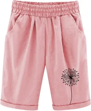 Bermuda Shorts for Teen Girls Knee Length Cotton Linen Lightweight Summer Shorts Toddler Straight Leg Beach Short Kids