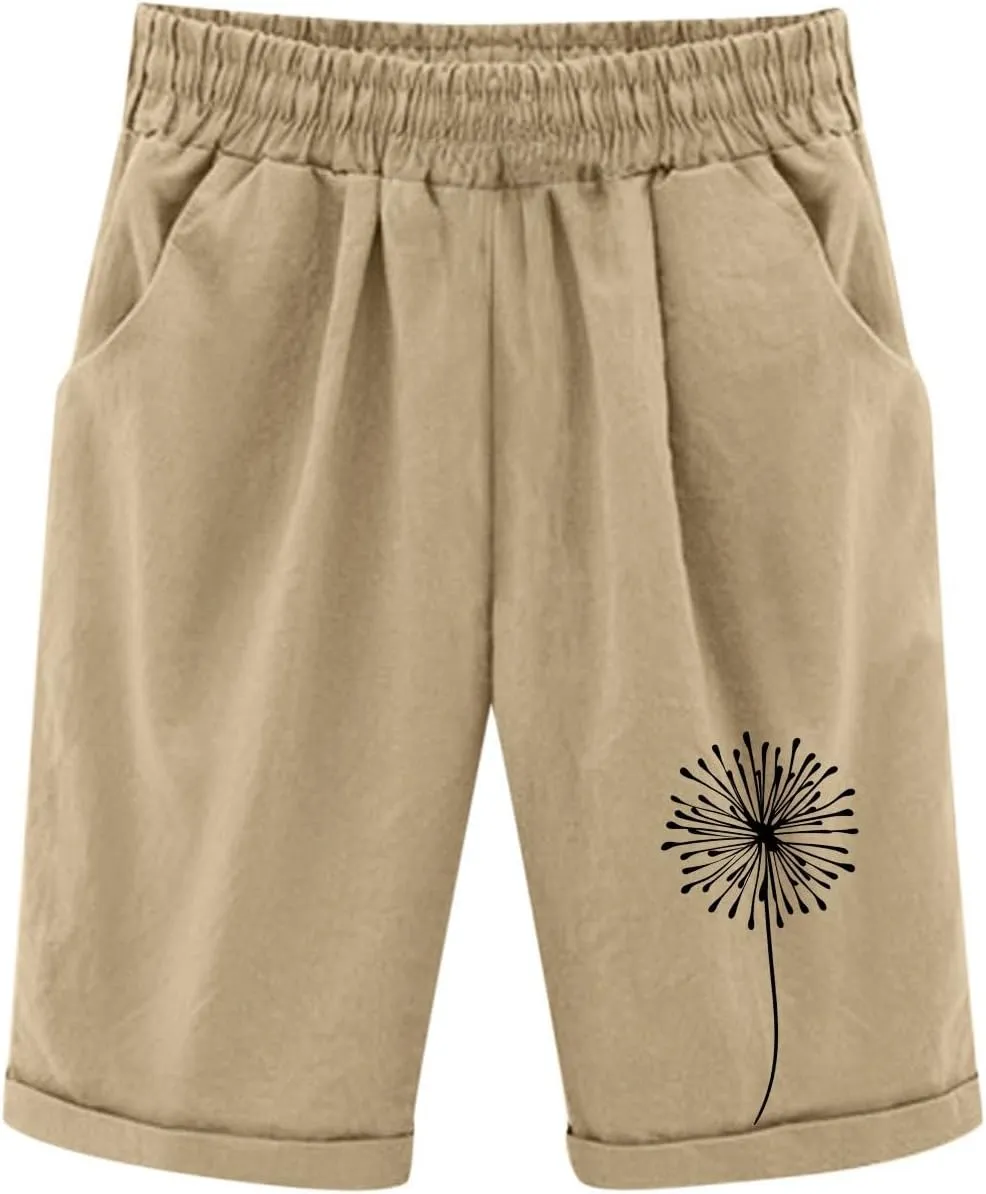 Bermuda Shorts for Teen Girls Knee Length Cotton Linen Lightweight Summer Shorts Toddler Straight Leg Beach Short Kids