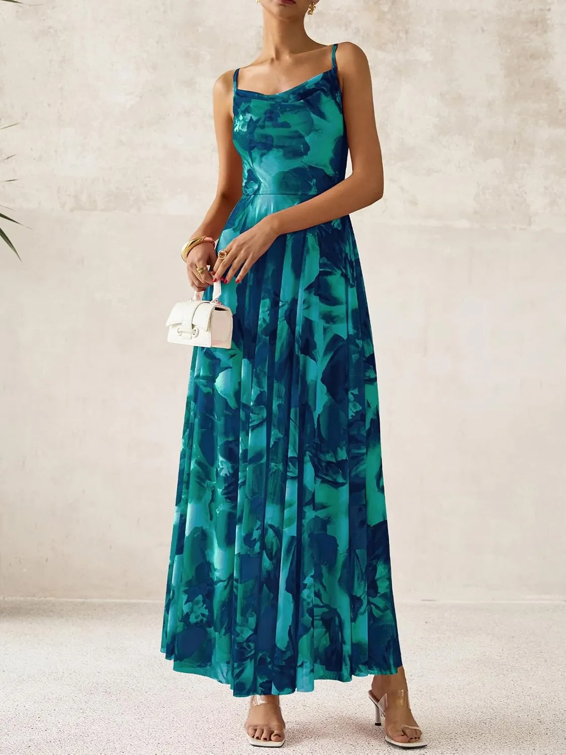 BTFBM Women Summer Floral Maxi Dresses Elegant Spaghetti Strap Dress Printed Party Dress Beach Long Dresses