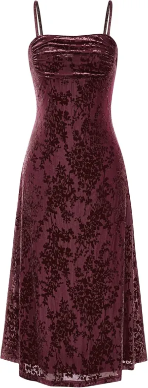 BTFBM Women's Summer Dress Sleeveless Spaghetti Strap Midi Dress Sexy Cowl Neck Floral Cocktail Dress Party Dresses