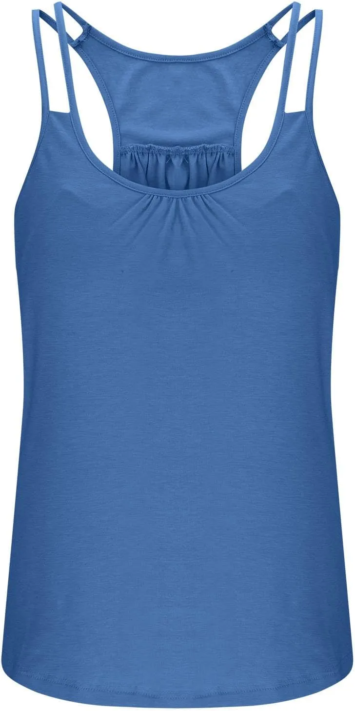 Camisole Tops for Women Workout Yoga Shirts Tank Tops Layer Workout Yoga Racerback Tank Tops with Built in Shelf Bra