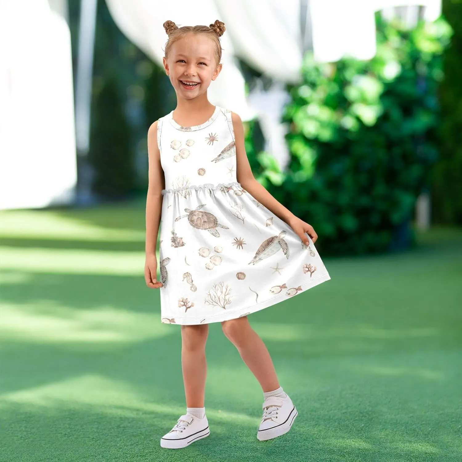 CaTaKu Girls' Sleeveless Summer Dresses Toddler Cotton Casual Dress Cute Little Girl Sundress Outfit 2-8T