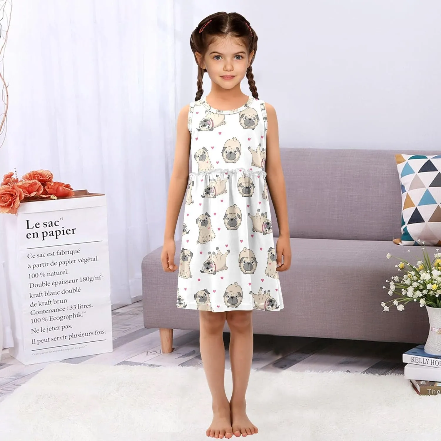 CaTaKu Girls' Sleeveless Summer Dresses Toddler Cotton Casual Dress Cute Little Girl Sundress Outfit 2-8T