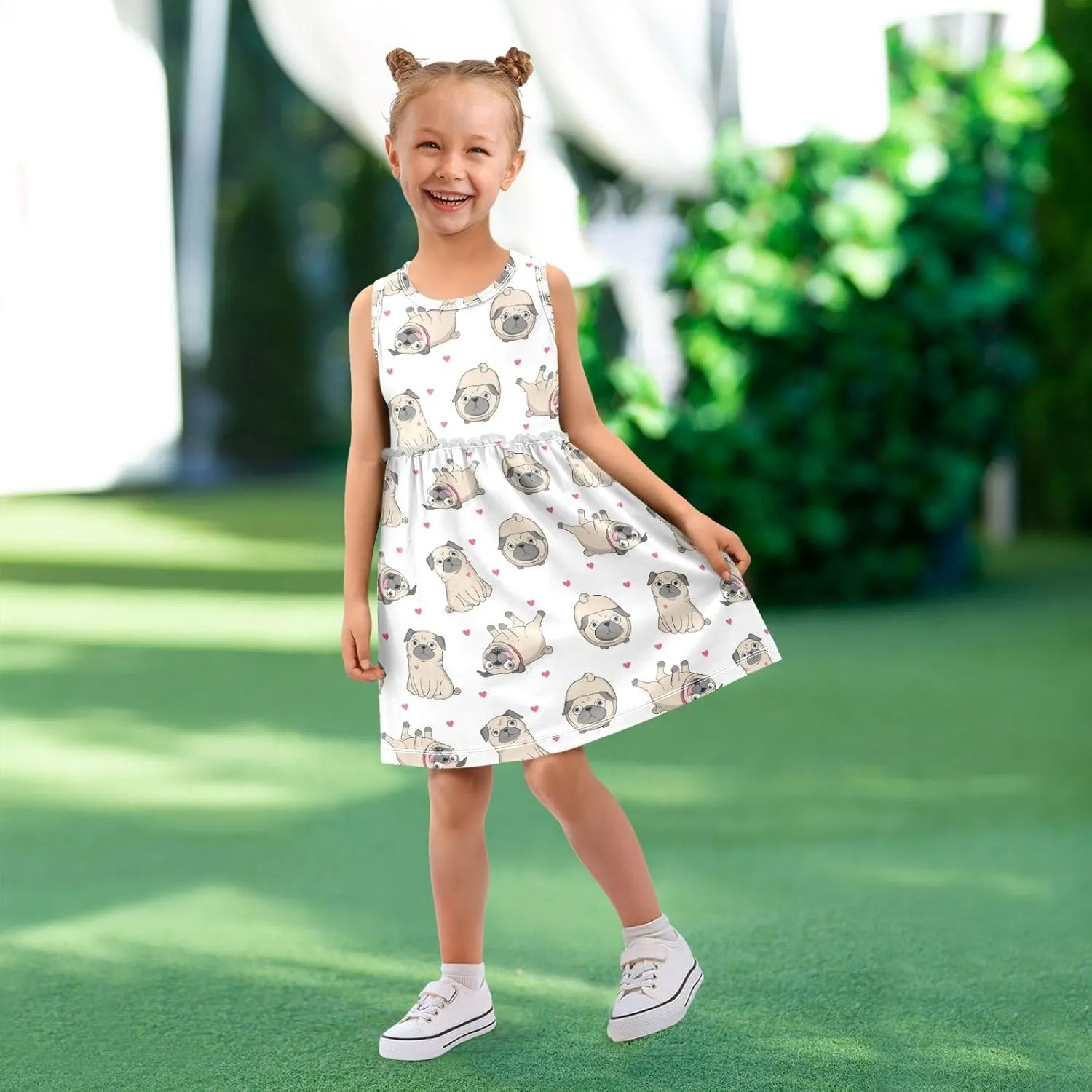 CaTaKu Girls' Sleeveless Summer Dresses Toddler Cotton Casual Dress Cute Little Girl Sundress Outfit 2-8T