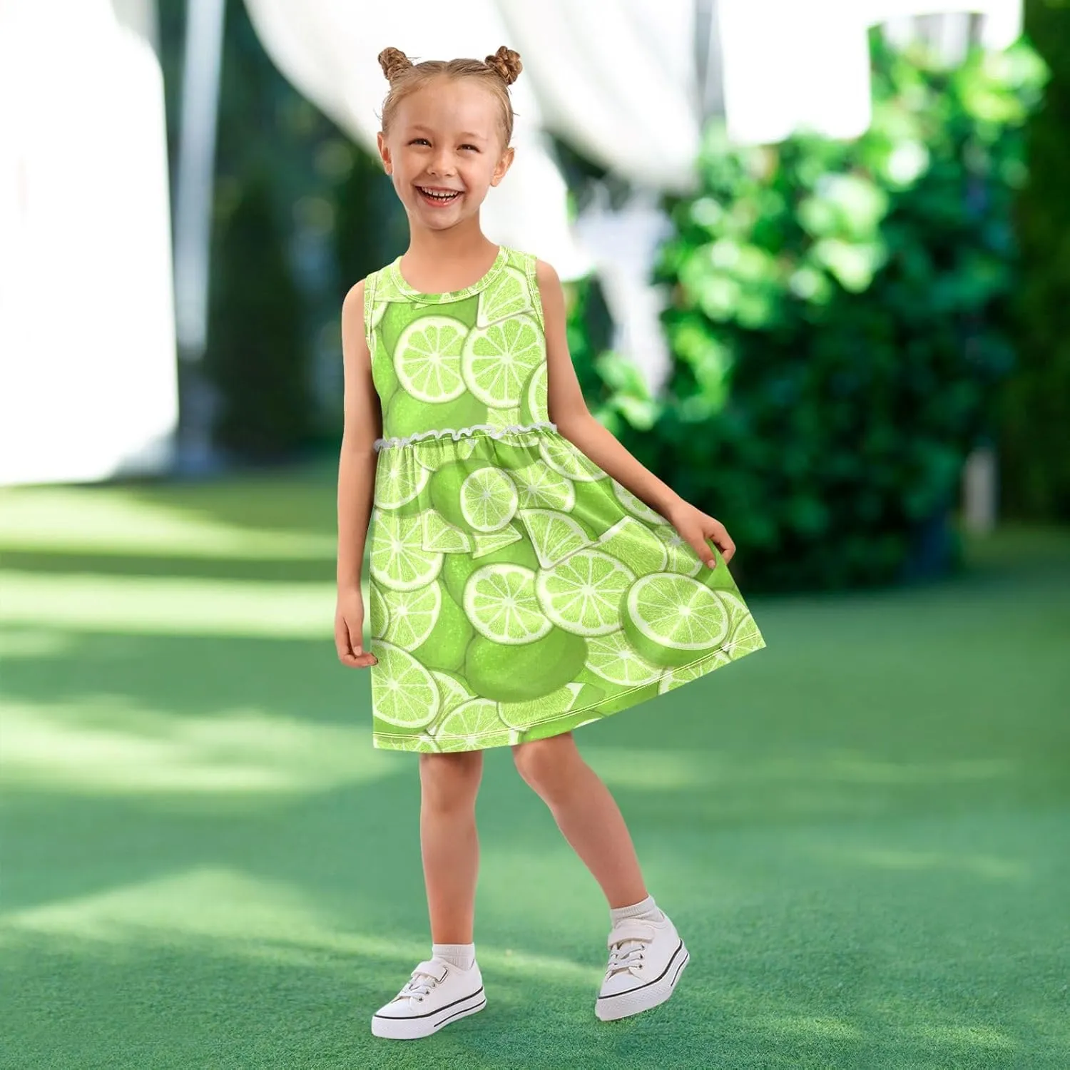 CaTaKu Girls' Sleeveless Summer Dresses Toddler Cotton Casual Dress Cute Little Girl Sundress Outfit 2-8T