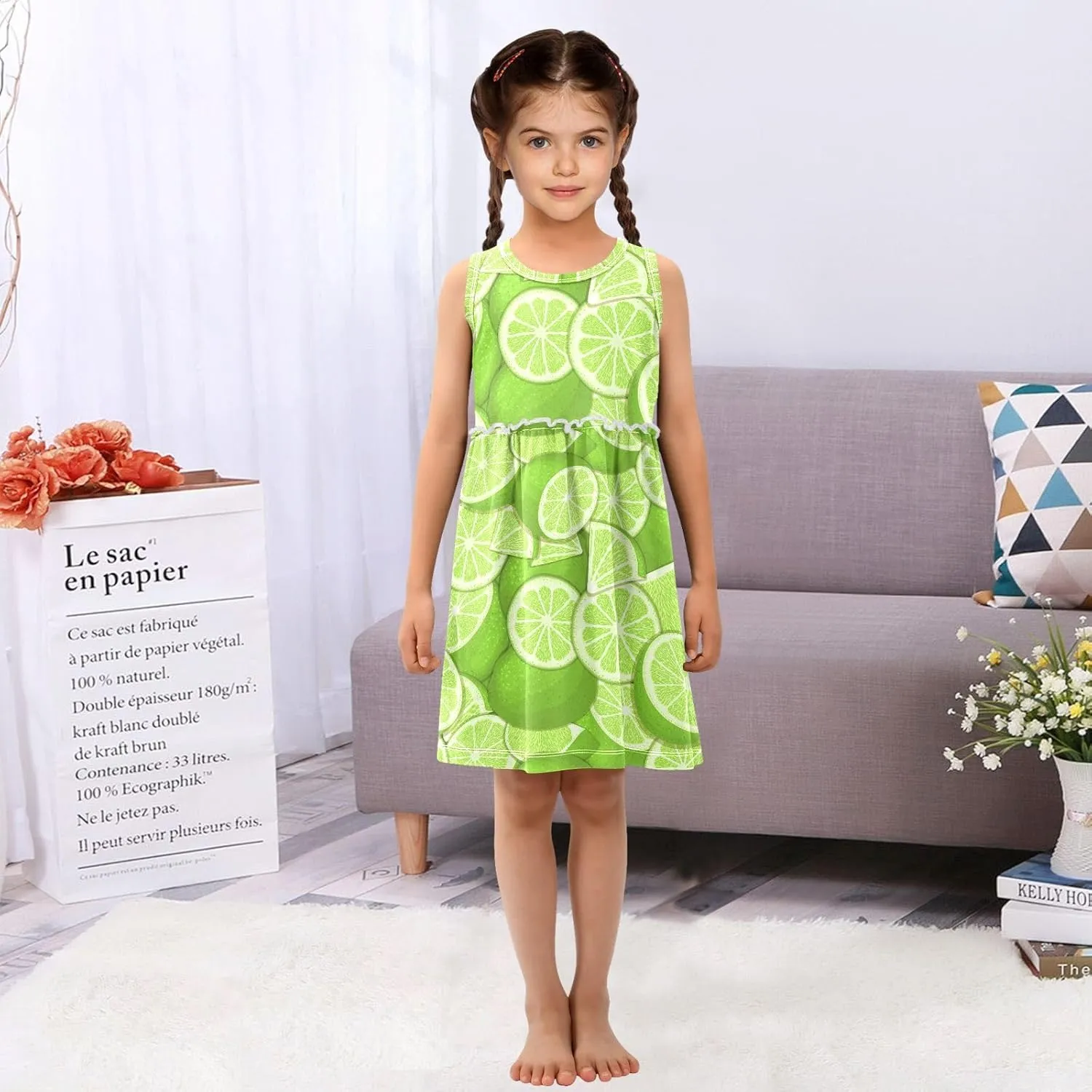 CaTaKu Girls' Sleeveless Summer Dresses Toddler Cotton Casual Dress Cute Little Girl Sundress Outfit 2-8T