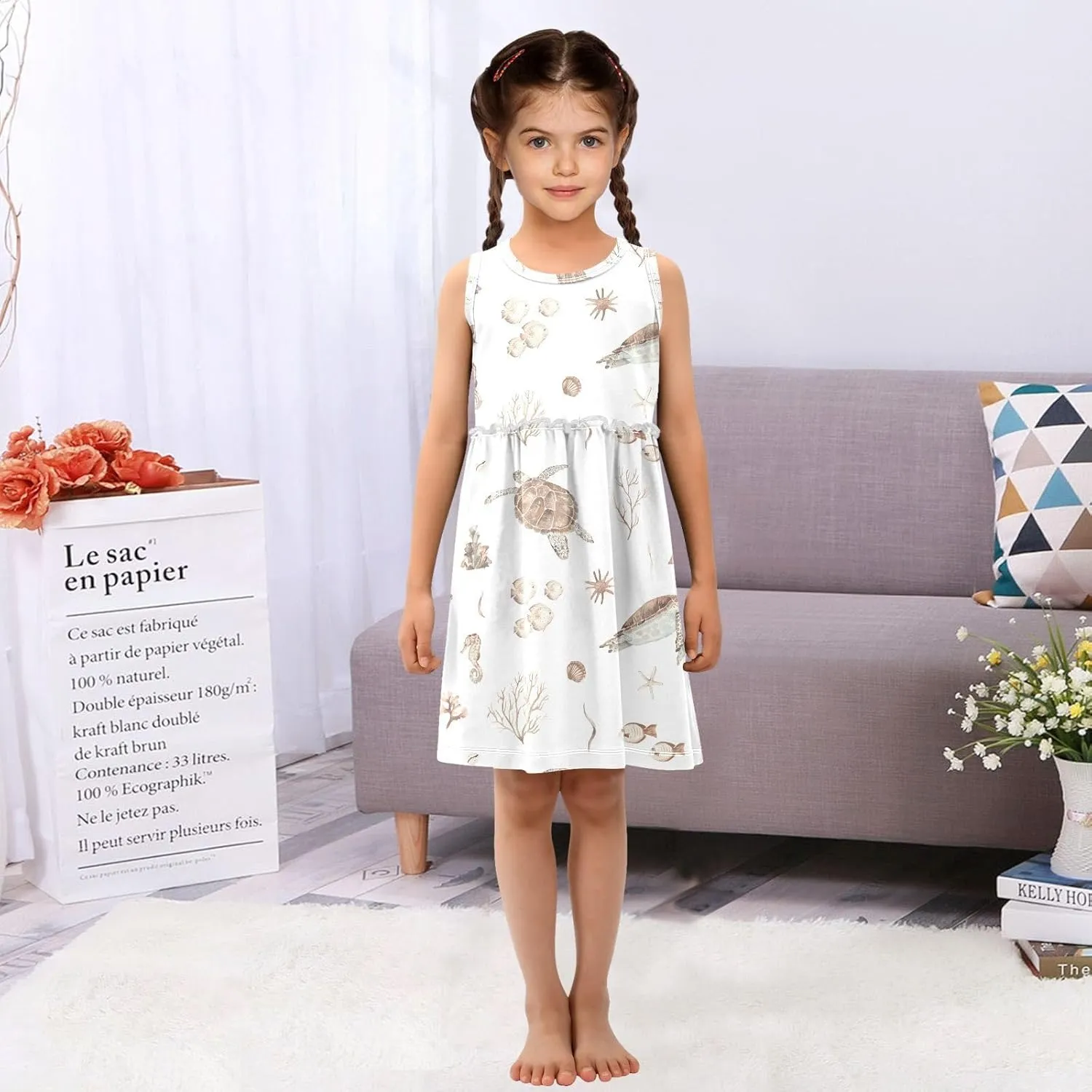 CaTaKu Girls' Sleeveless Summer Dresses Toddler Cotton Casual Dress Cute Little Girl Sundress Outfit 2-8T