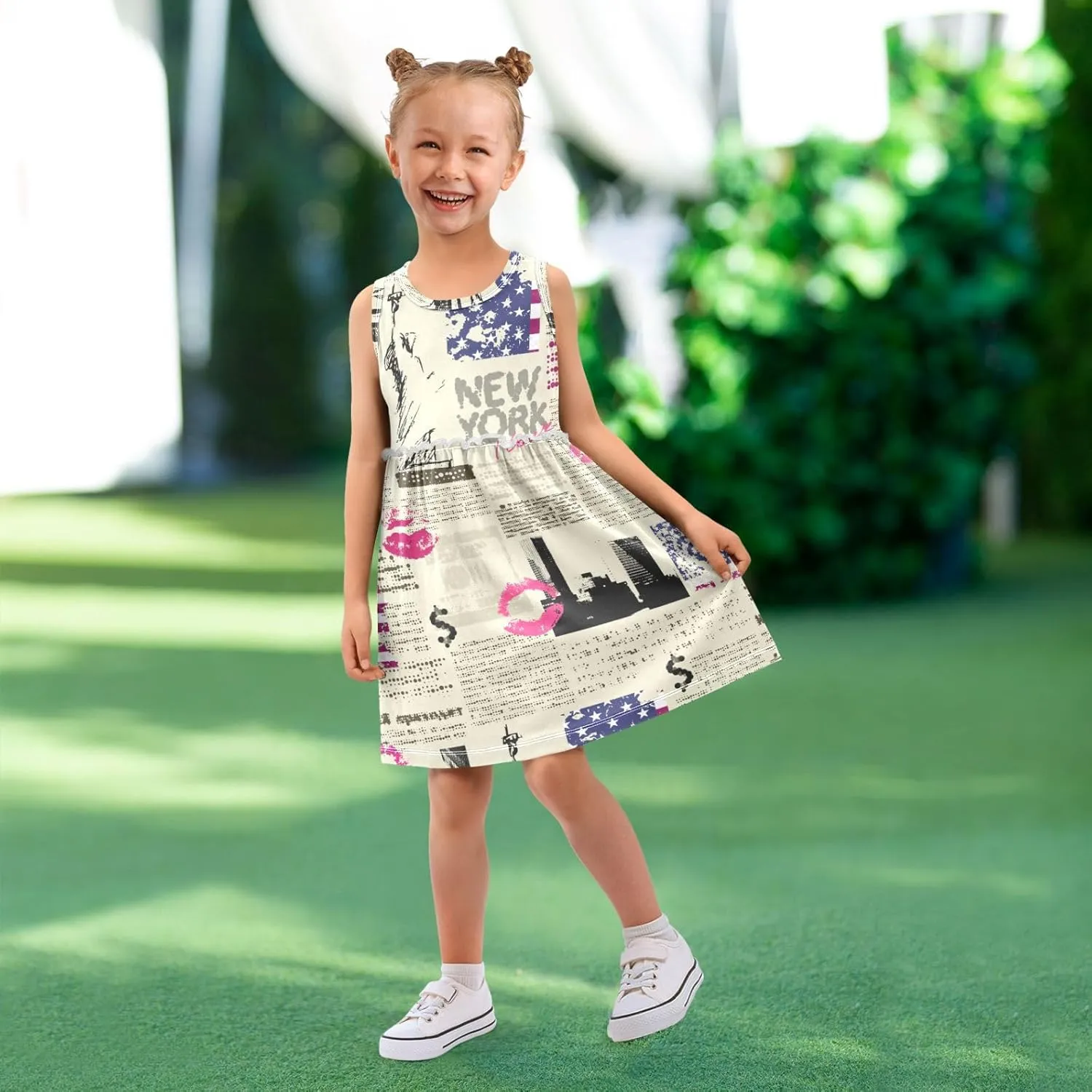 CaTaKu Girls' Sleeveless Summer Dresses Toddler Cotton Casual Dress Cute Little Girl Sundress Outfit 2-8T