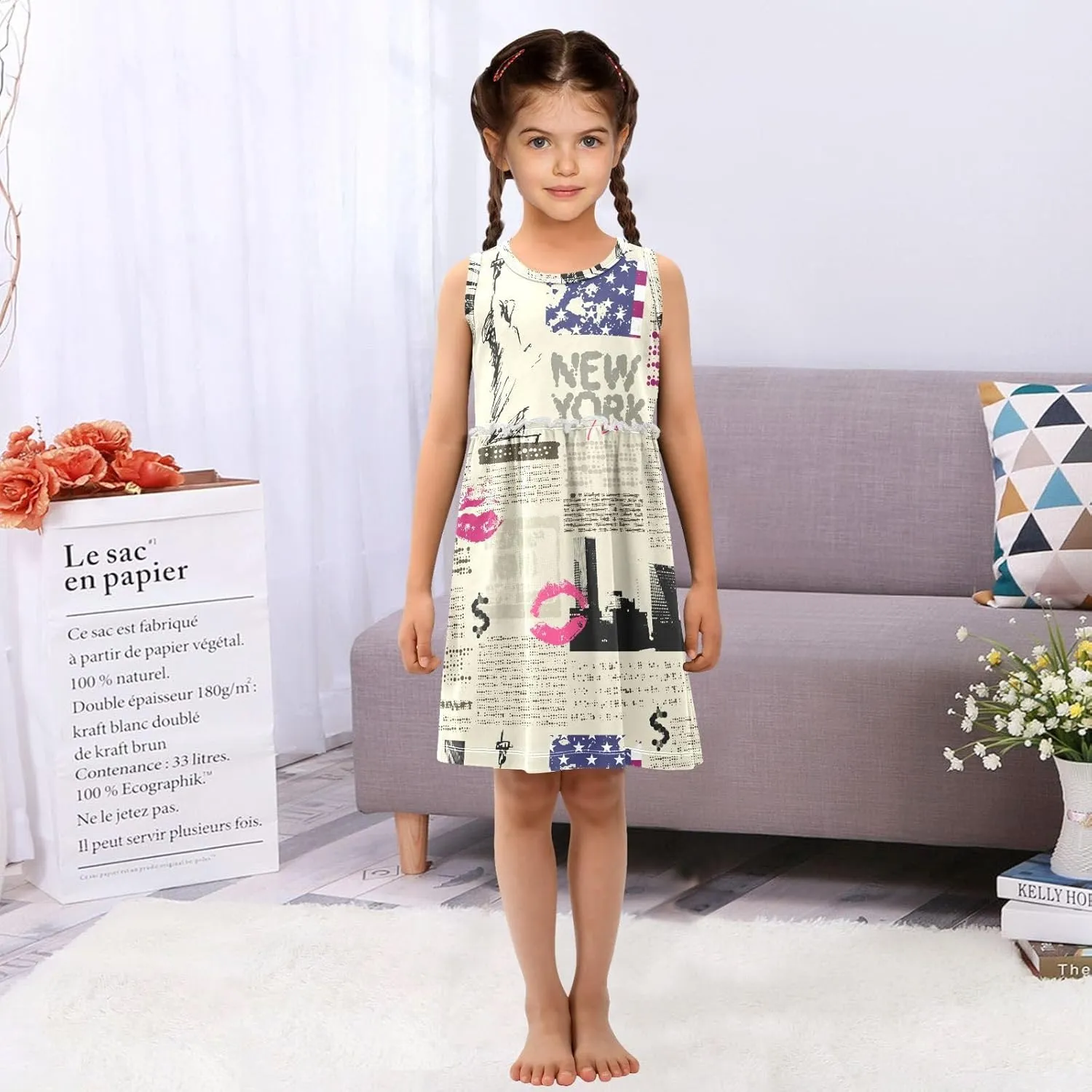 CaTaKu Girls' Sleeveless Summer Dresses Toddler Cotton Casual Dress Cute Little Girl Sundress Outfit 2-8T