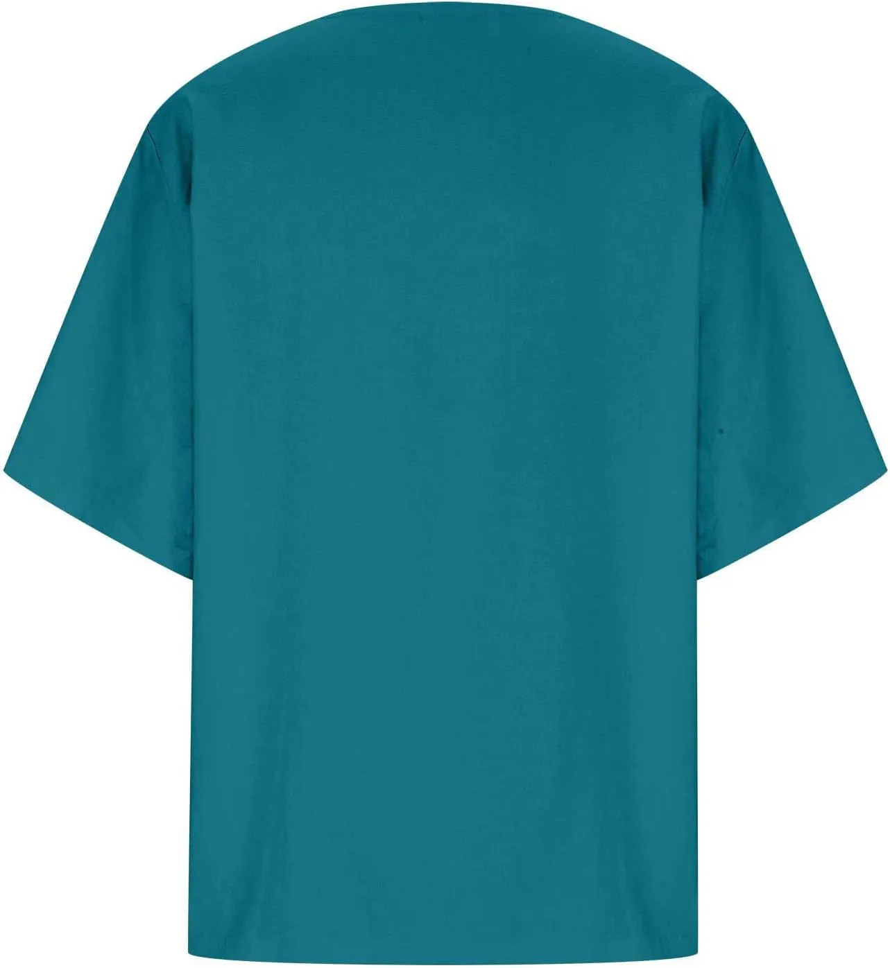Cotton T Shirts Women Short Sleeve Crewneck Button Down Cotton Linen Blouses Causal Dressy Summer Beach Tops Pullover