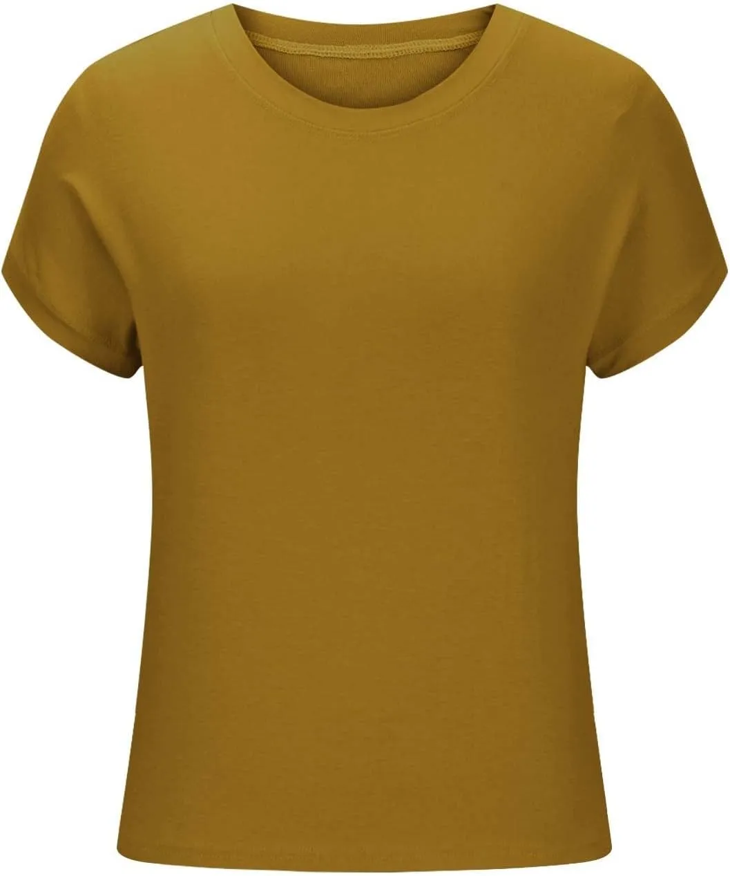 Cozy Tunic Tops for Women Crew Neck Cap Sleeve Blouse Solid Color Casual Loose Business Shirt Basic Summer Tees