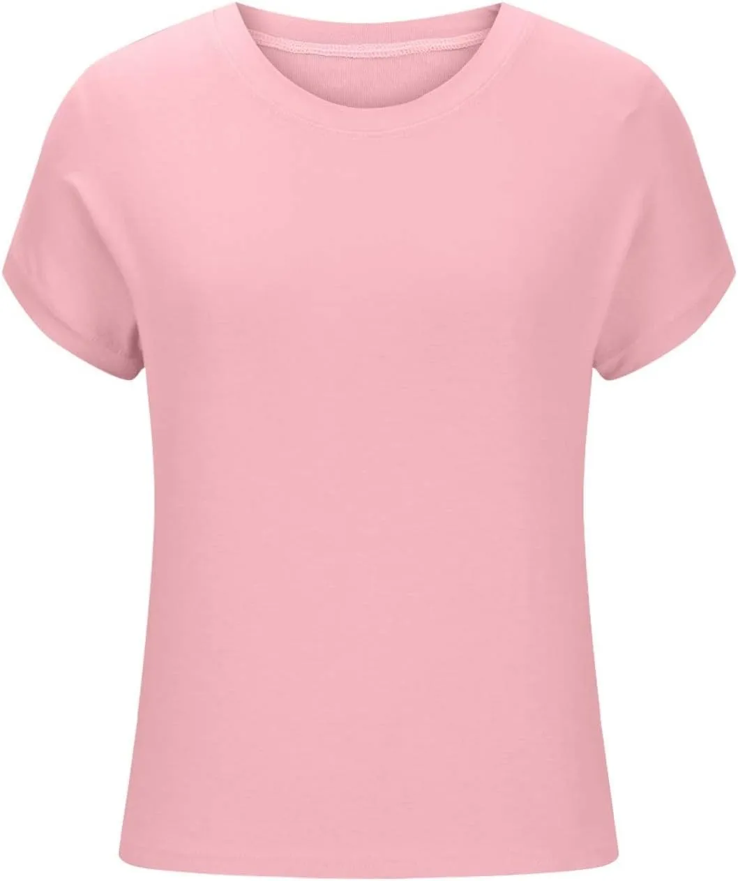 Cozy Tunic Tops for Women Crew Neck Cap Sleeve Blouse Solid Color Casual Loose Business Shirt Basic Summer Tees