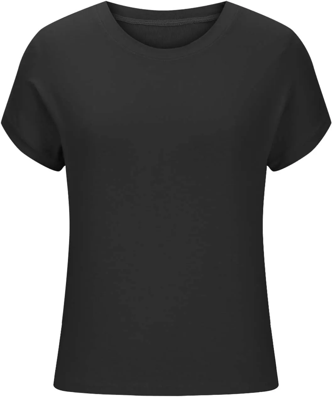 Cozy Tunic Tops for Women Crew Neck Cap Sleeve Blouse Solid Color Casual Loose Business Shirt Basic Summer Tees