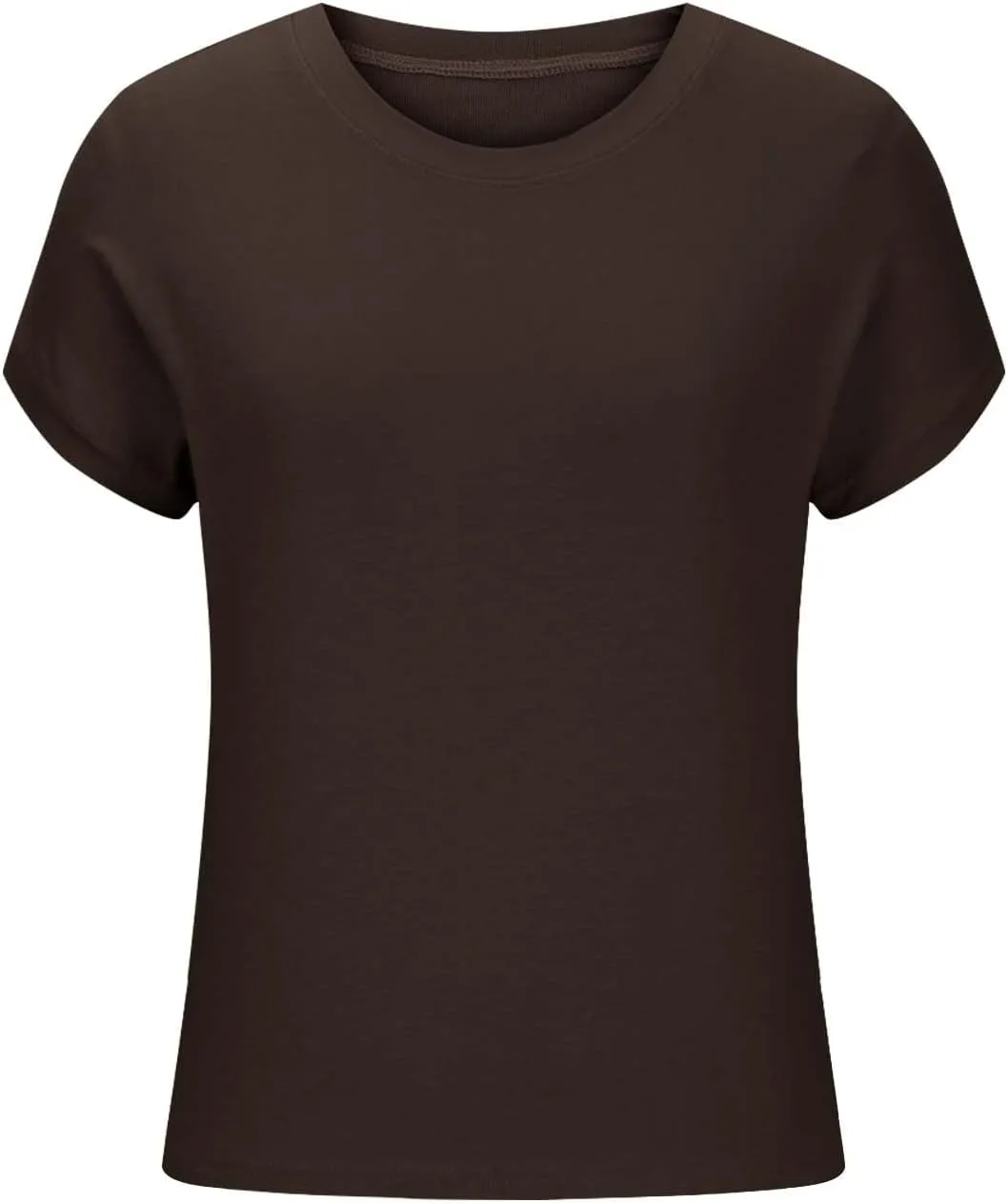 Cozy Tunic Tops for Women Crew Neck Cap Sleeve Blouse Solid Color Casual Loose Business Shirt Basic Summer Tees