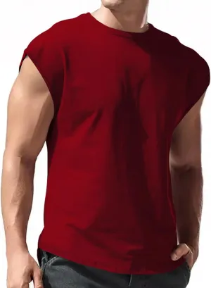 CTRLZS Cap Sleeve T-Shirts for Men Solid Color Muscle Cut Performance Cool Workout Tees Gym Loose Bodybuilding Sport Tops