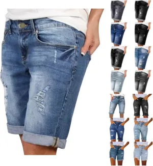 Denim Shorts Women High Waisted 2024 Summer Sexy Casual Loose Jean Slim Hole Stretchy Denim Shorts Pant with Pocket