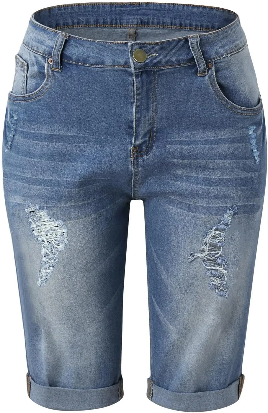 Denim Shorts Women High Waisted 2024 Summer Sexy Casual Loose Jean Slim Hole Stretchy Denim Shorts Pant with Pocket