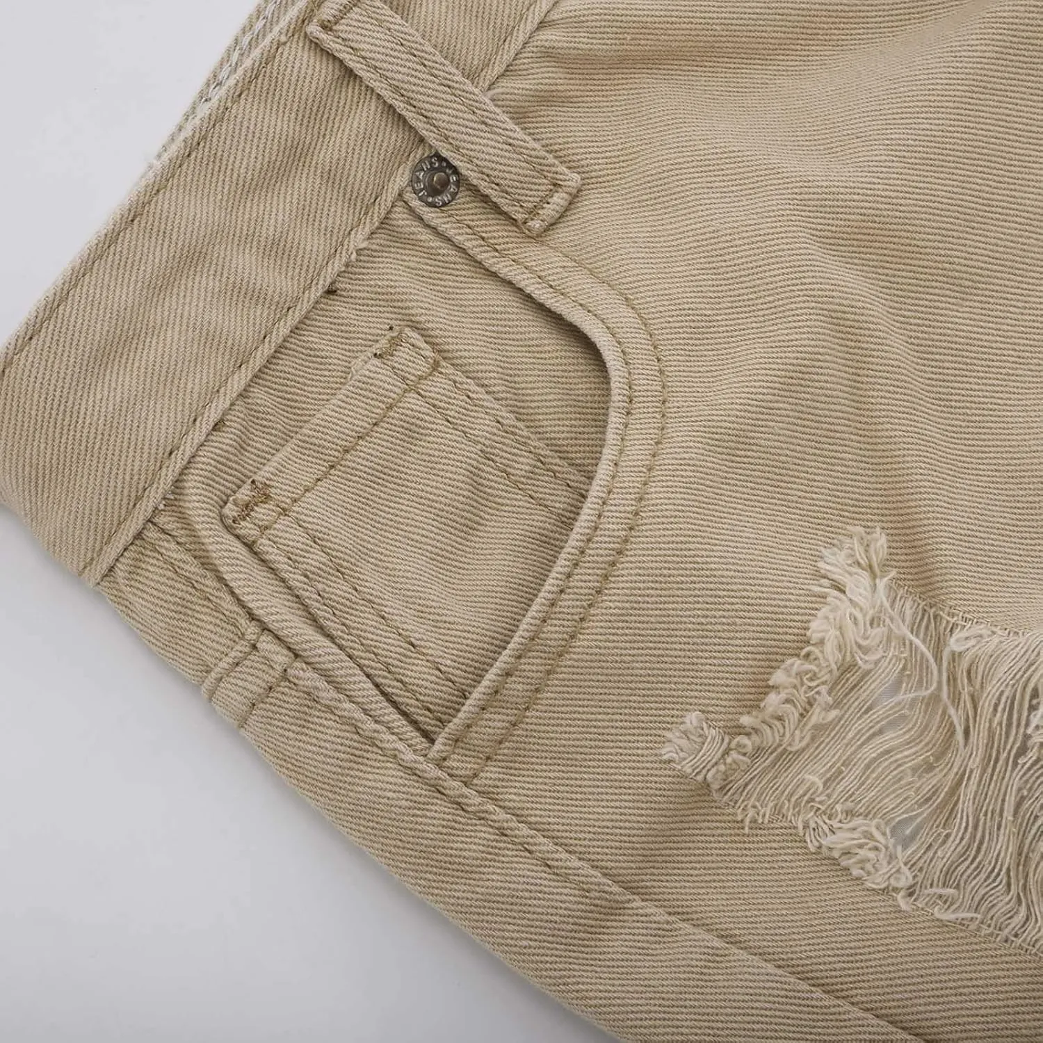 Denim Shorts Women Stretchy Mid Rise Ripped Stretchy Distressed Jeans Shorts Summer Frayed Raw Casual Denim Shorts