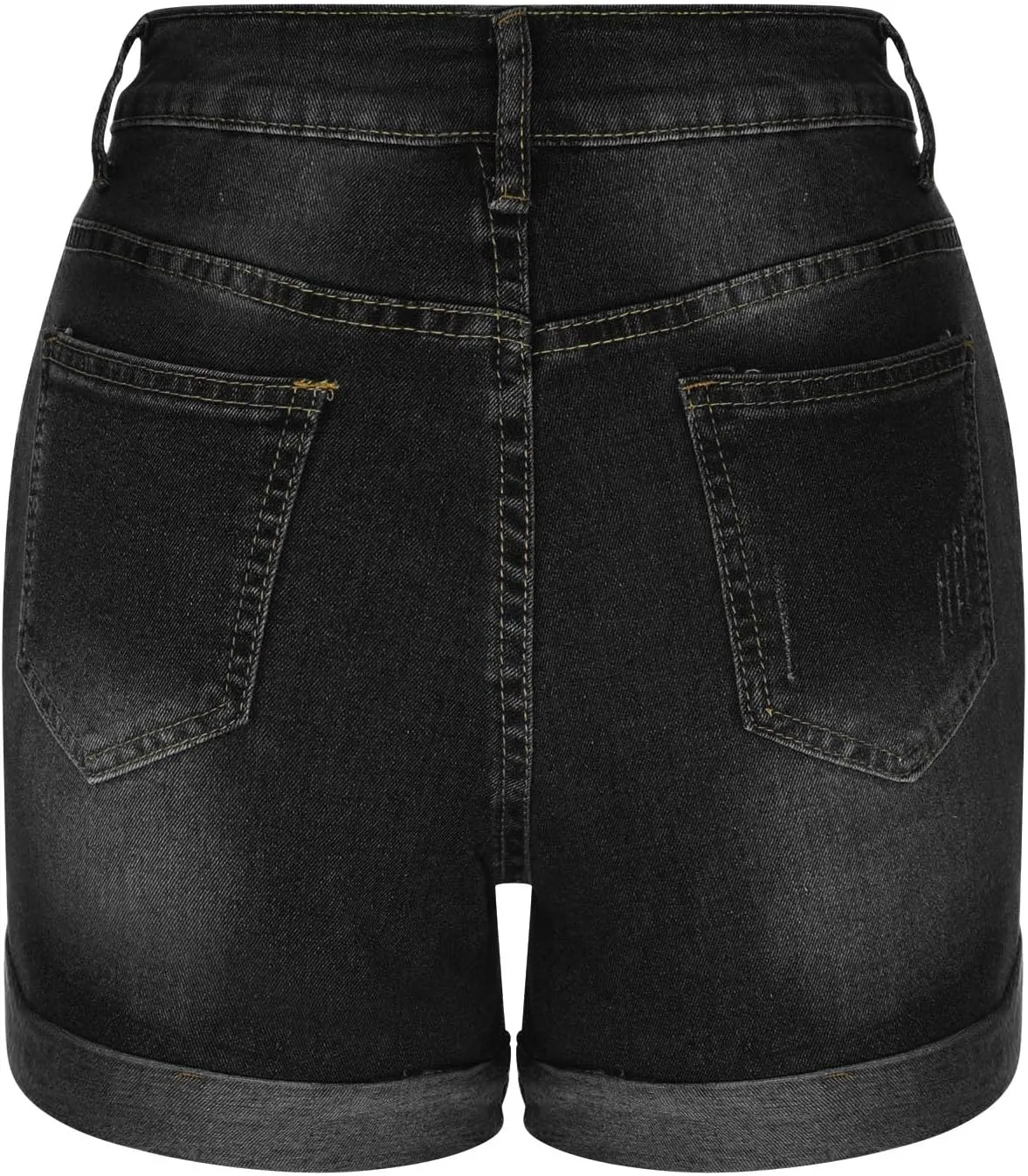 Denim Shorts Women Stretchy Mid Rise Ripped Stretchy Distressed Jeans Shorts Summer Frayed Raw Casual Denim Shorts