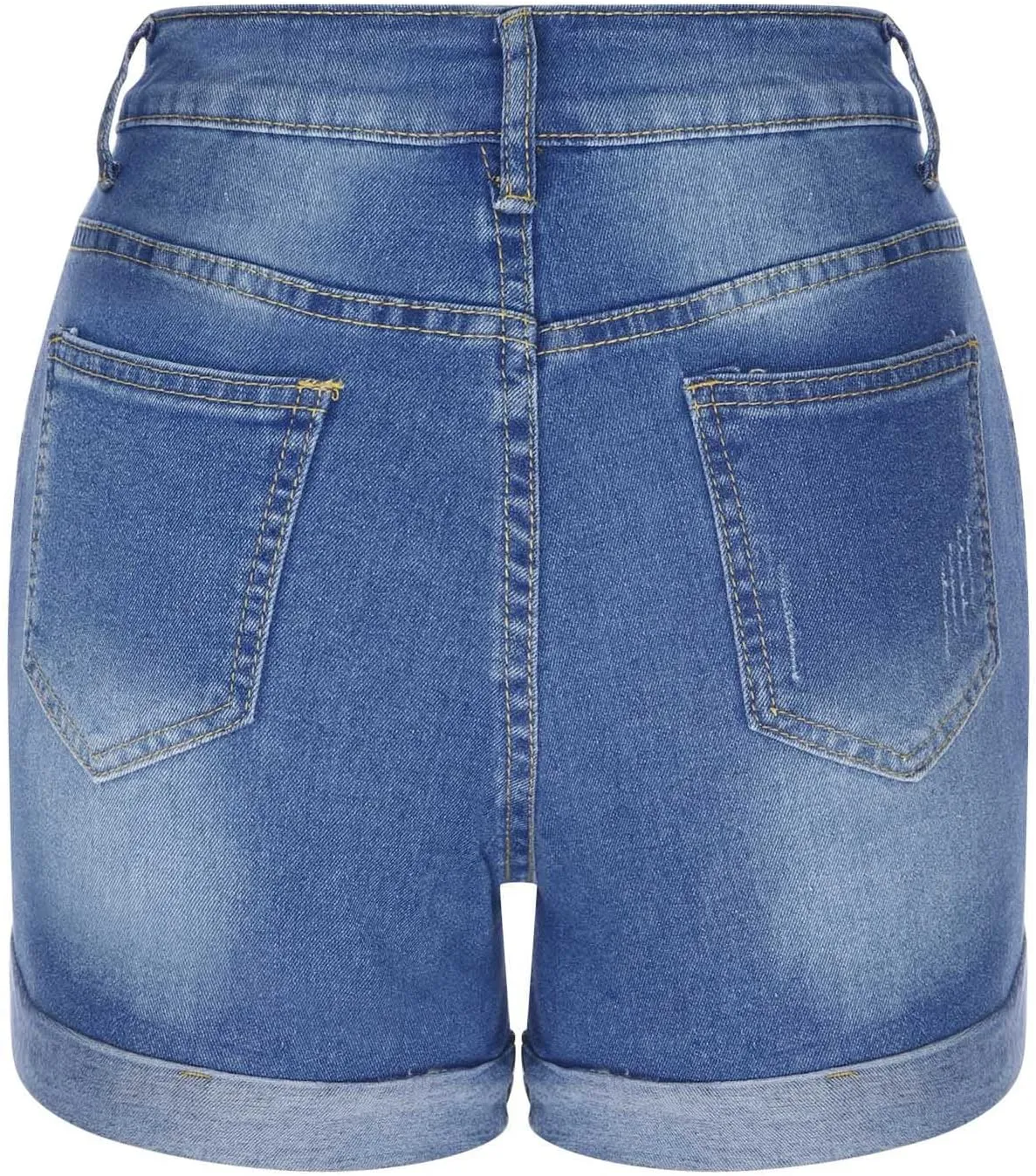 Denim Shorts Women Stretchy Mid Rise Ripped Stretchy Distressed Jeans Shorts Summer Frayed Raw Casual Denim Shorts
