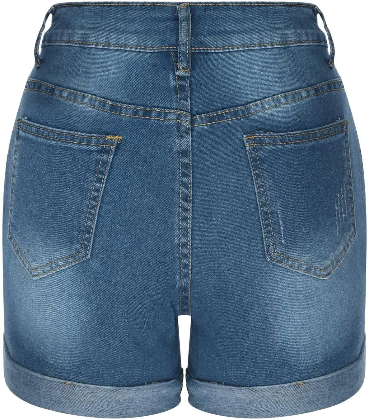 Denim Shorts Women Stretchy Mid Rise Ripped Stretchy Distressed Jeans Shorts Summer Frayed Raw Casual Denim Shorts