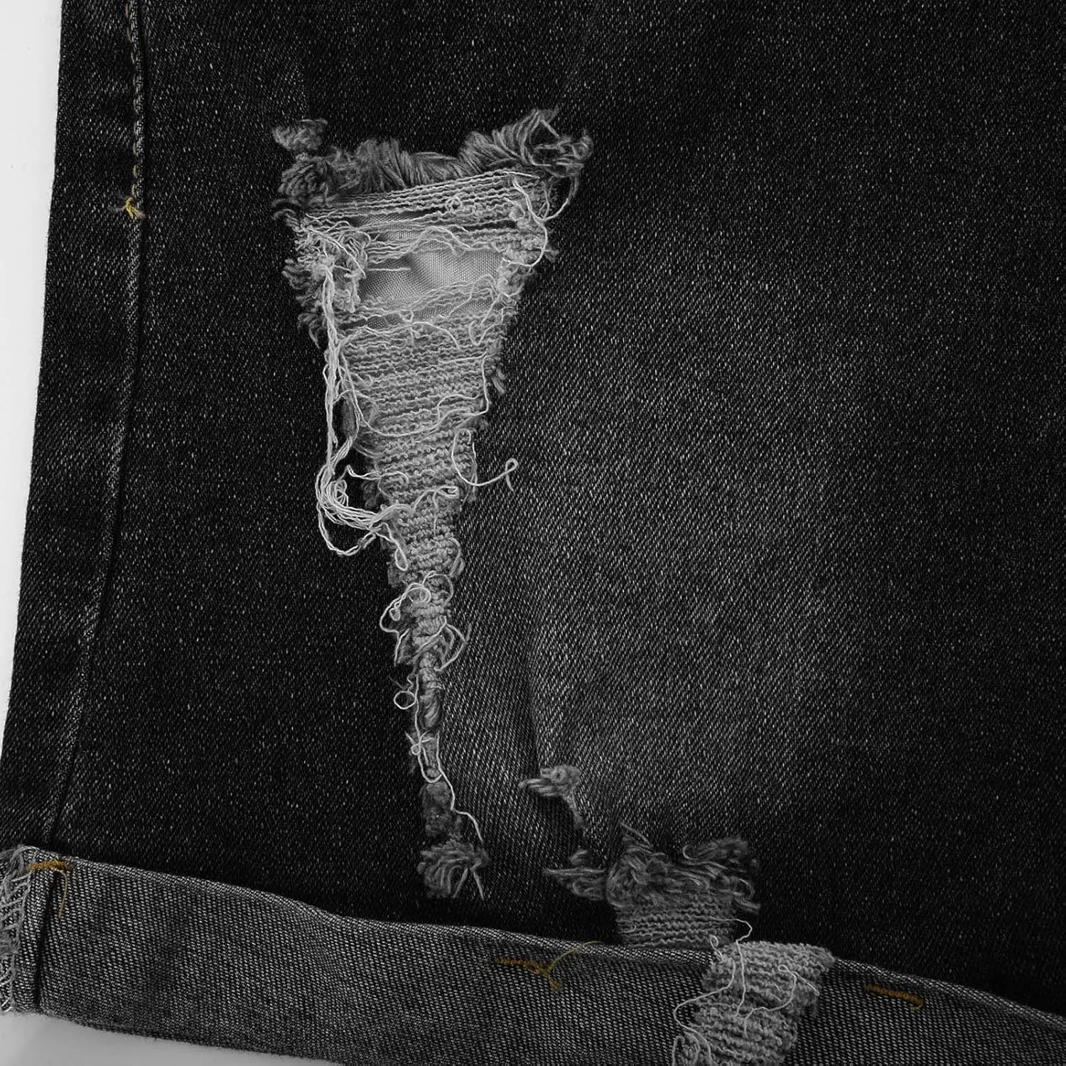 Denim Shorts Women Stretchy Mid Rise Ripped Stretchy Distressed Jeans Shorts Summer Frayed Raw Casual Denim Shorts