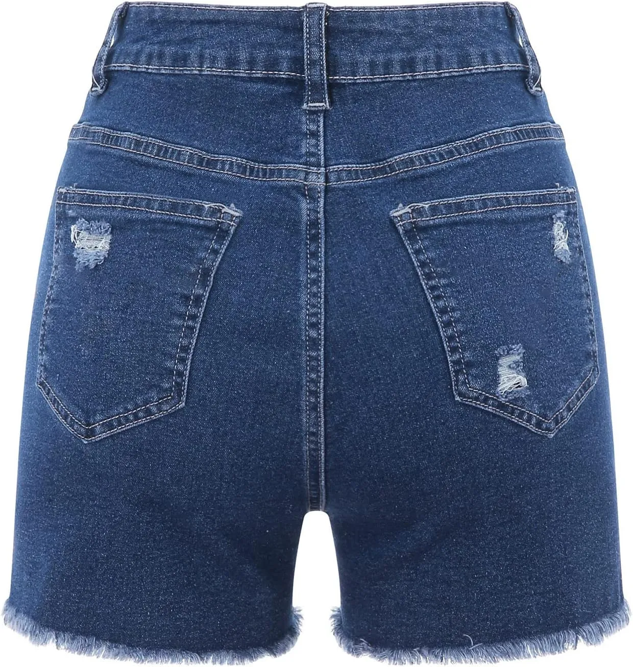 Denim Shorts Women Stretchy Mid Rise Ripped Stretchy Distressed Jeans Shorts Summer Frayed Raw Casual Denim Shorts