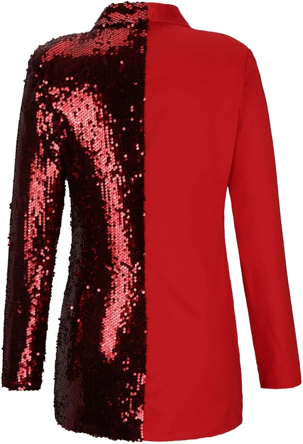 Double Breasted Sequin Blazer Dress for Women Sexy Colorblock Long Blazers Jackets Formal Evening Party Club Outfits