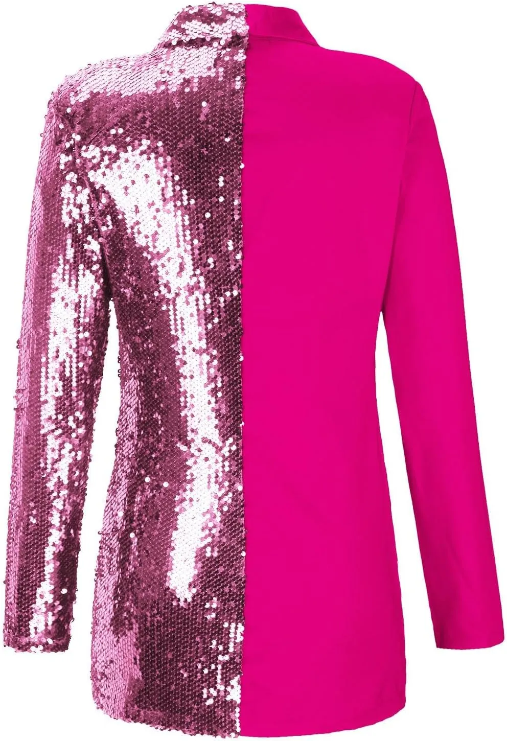 Double Breasted Sequin Blazer Dress for Women Sexy Colorblock Long Blazers Jackets Formal Evening Party Club Outfits