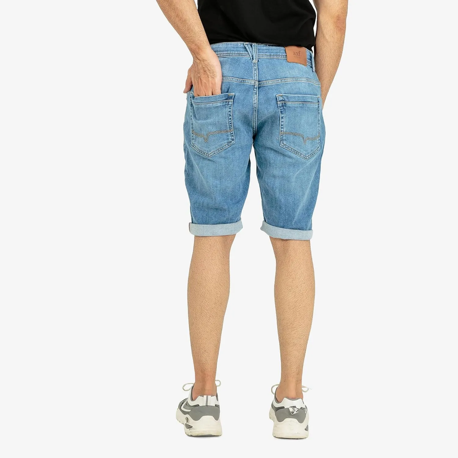Essentials Men's Comfort Denim Shorts High Waisted Summer Cotton Stretchy Casual Pull On Denim Shorts with Versatility